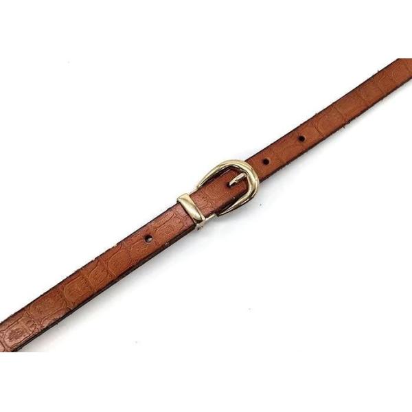 1.5cm Women's Fashion Split Leather Belts With Croco Embossed Design Brown Color