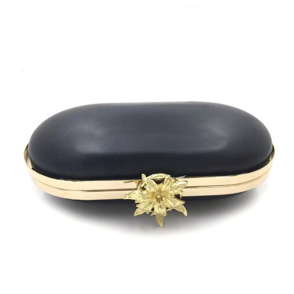 Women fashion handbag accessories wholesale metal clutch oval box purse frame with gold