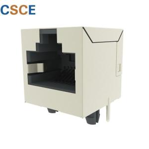 Quality Flat Pin Shielded RJ45 Modular Jack 1 X 1port 10P8C Contact Resistance 50mΩ Max Without Leds for sale