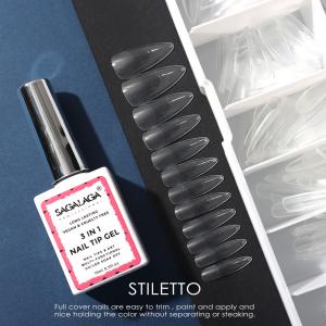 Pre-shaped Soft Gel Full Cover Nail Tips Short Almond for Acrylic Nails