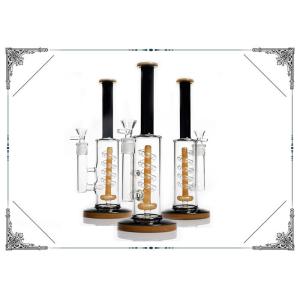 China Yellow Coil Showerhead Glass Water Pipe Thick Base Helix Percolator Hookah Bong on sale