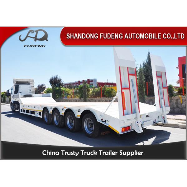 Buy Three / Four Axles 60 Ton Lowboy Trailer With Mechanical / Hydraulic Ramp at wholesale prices