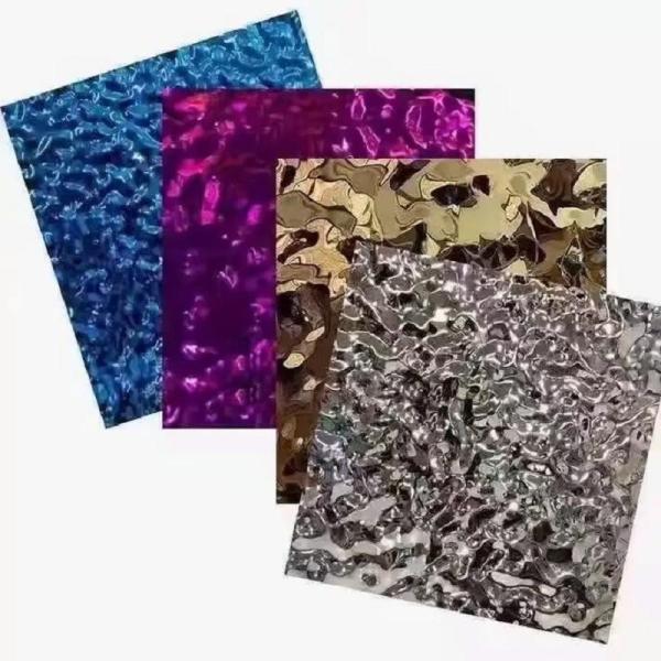 AISI304 Stainless Steel Water Ripple Sheet 4ft*8ft Embossed Sheet Gold Bule Black Brooze Color