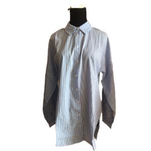 China Blue And White Striped Spring Turn Down Collar Shirt on sale