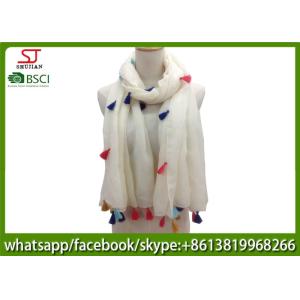 Chinese factory colorful yarn circle spring summer thin tassel scarf 20%Cotton 80%Polyester 90 protection*180cm sun