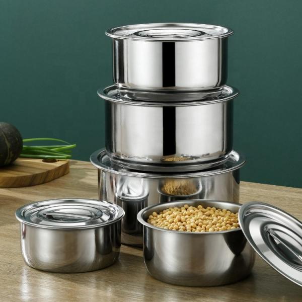 Hot Selling Kitchen 5 Pcs Cooking Pot 410 Stainless Steel Cookware Set Kitchen