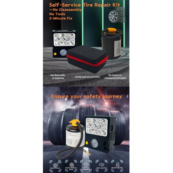 Flat Tire Repair Kit with Air Compressor for Car, Motorcycle, ATV, Jeep, Truck, Tractor Flat Tire Repair 10 Min Fix