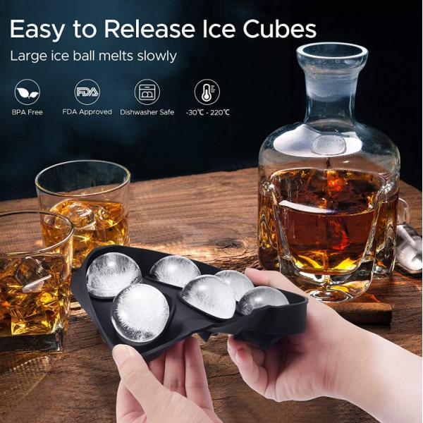 Ice Cream Makers Stocked 6 Cavity Food Grade Silicone Ice Cube Ball Tray Mold With Lid