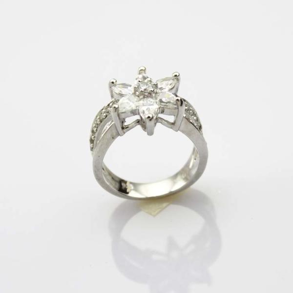 Designer Jewelry Sterling Silver with Yellow Cubic Zircon Flower Gemstone Ring (R0012)