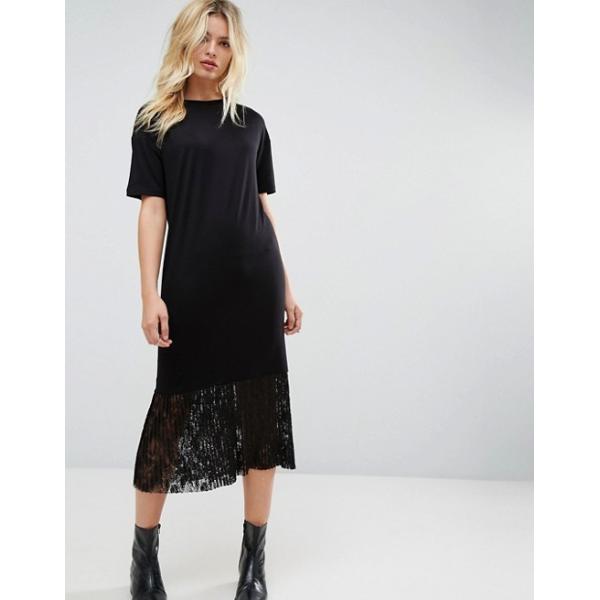 Newest Design Women Dress with Pleat Lace Hem