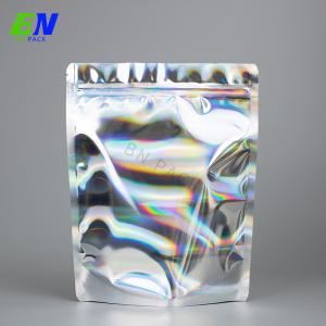 China Custom Logo Zip Lock Mylar Plastic Bag Resealable Holographic Pouch Packaging on sale