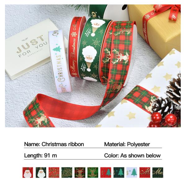 Wholesale Personalized Celebrate Gift Wrapping 20mm Printed Logo Grosgrain Christmas Ribbon Decoration