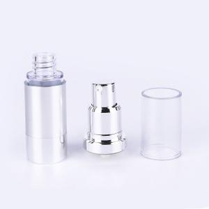 Silver Plating Plastic Airless Cosmetic Bottles 15ml 30ml Carton Packing