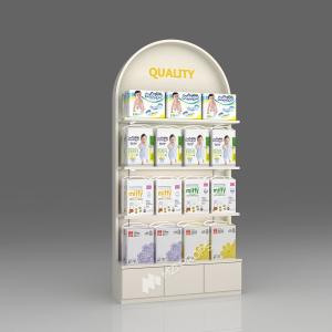 Mom & Baby Display Showcase Curved Paper Products Cabinet Baby Display Shelf for