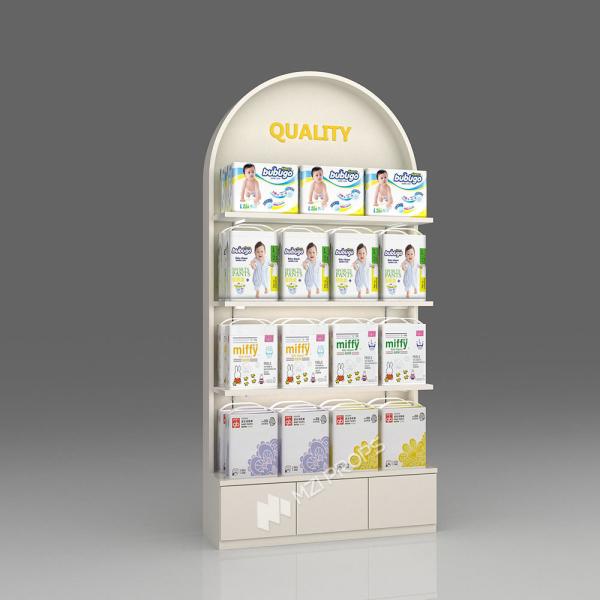 Mom & Baby Display Showcase Curved Paper Products Cabinet Baby Display Shelf for