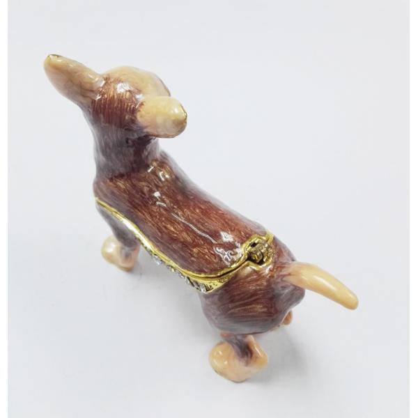 Cute small metal decorative trinket boxes Chihuahua dog jewelry box