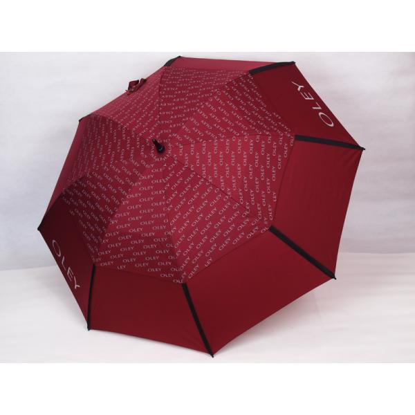 Double Layer Auto Open Golf Umbrella with Black Matt Fiberglass Pole and Rubber Grip