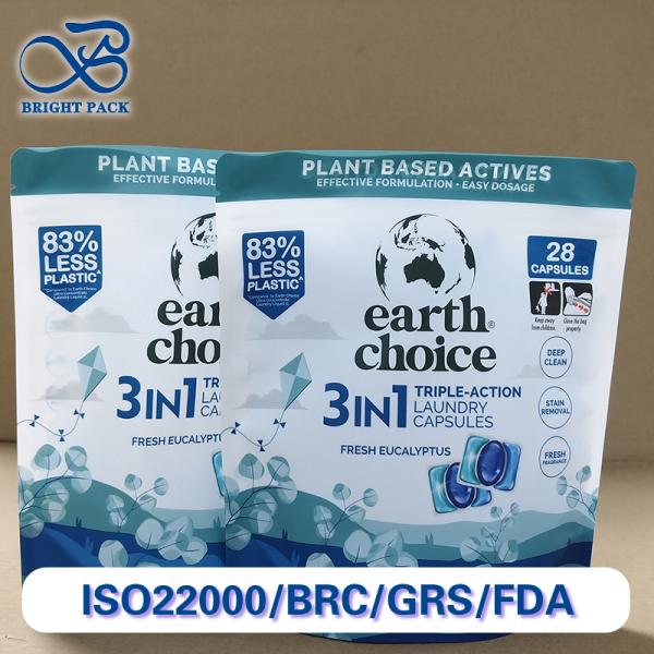 Premium Laundry Detergent Pod Custom Stand-Up Zipper Pouch High Barrier Anti