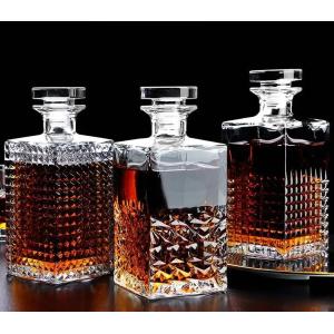 Glass Wine Whisky Bottle with Cork Cap 500ml and 750ml Square Design Empty