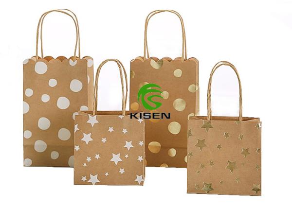 Buy Glitter Kraft Paper Shopping Bags For Gift Packing Environment Friendly at wholesale prices
