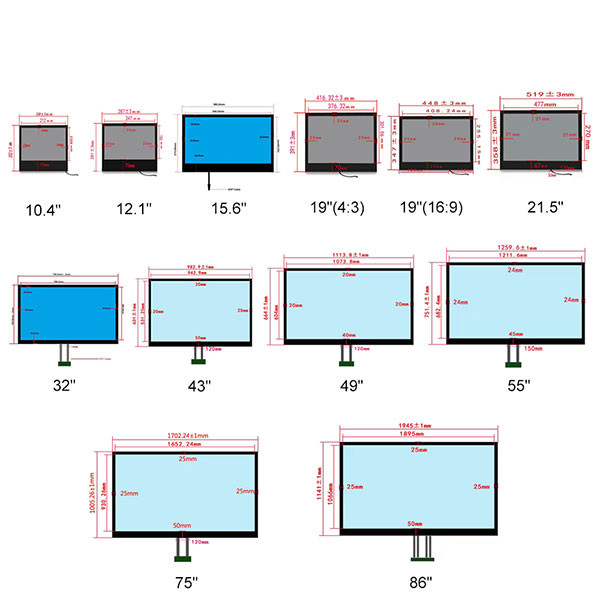 10.4" Transparent LCD Display 12.1" 15" 17" 19''-86" FHD 1080P 4K 16:9 4:3 For