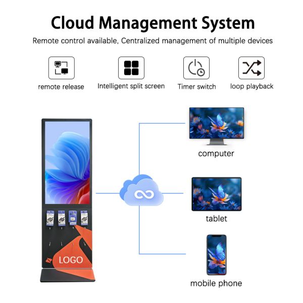 Retail Shop Smart Phone Accessories Hook 43 inch Wifi Digital Signage with Software and Cloud Server