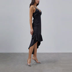 Women Silk Slip Dress Elegant Customized Asymmetric Backless Dresses