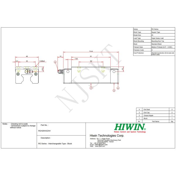 HIWIN RGH25HA Linear Guide Systems Linear Motion Slide Rails For Automation Systems