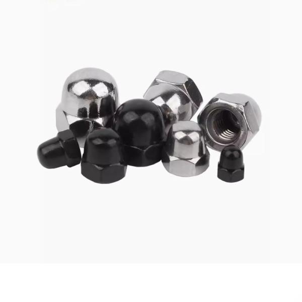 Buy M8 M10 Carbon Steel Hex Domed Cap Metal Nut Black White Zinc Plated Zn DIN1587 at wholesale prices