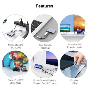 4-in-1 USB C to Dual 4K HDMI MST Adapter for Charging Data Transfer and Video