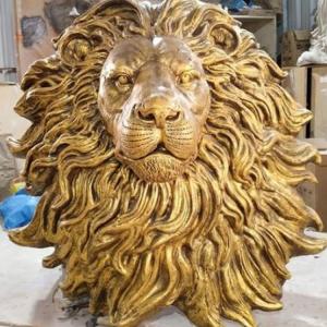 18 Inch Height Rusted Lion Face Sculpture Unique Cast Iron