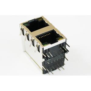 2x1 Port Stacked RJ 45 Modular Connector , LPJE106XAGNL 8P8C Shielded w/LED