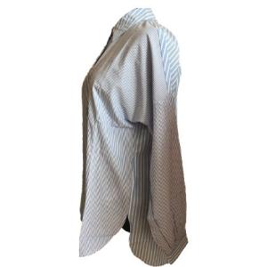 Blue And White Striped Spring Turn Down Collar Shirt