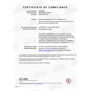 ShanDong ZhongXin Dison Power Supply Co., Ltd. Certifications