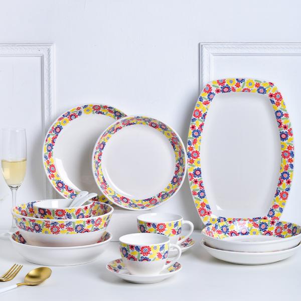 Dinnerware Sets Floral Dinner Plate Ceramic Designed With Cartoon Style