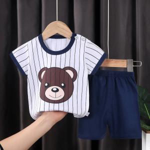 100% Cotton Summer Children's Outfit Sets Short Sleeve T-shirt Set