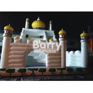 PVC Tarpaulin 0.55mm Castle Commercial Inflatable Slide With Jumping Area