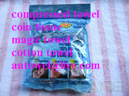 Quality magic compressed towel compressed coin tissue travel use gift use for sale