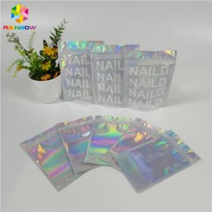 Holographic Foil Zipper Stand Up Pouch Mylar Bag Custom Print k Smell Proof