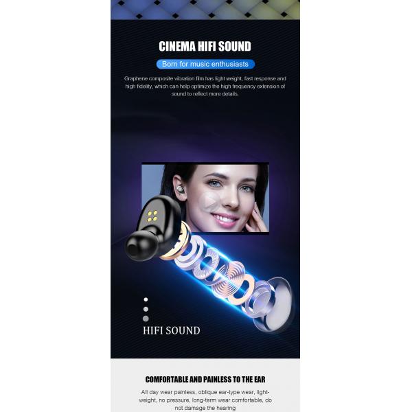 Bluetooth V5.0 Earphone Wireless 8d Surround Stereo HiFi Sound Sport Headphones Wireless Earbuds (with 2000 mAh Power Charging Case, For iPhone Xiaomi)