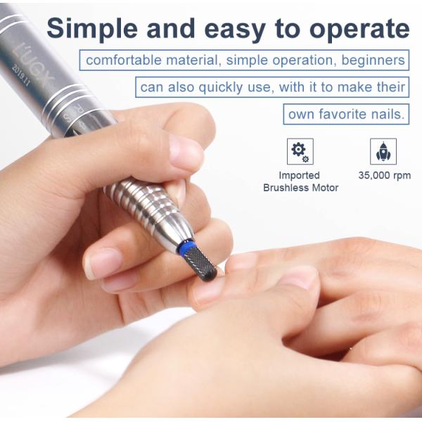 UGX 35000rpm Electric Brushless Low Noise Drill Nails Machine with AC Charge Adaptor