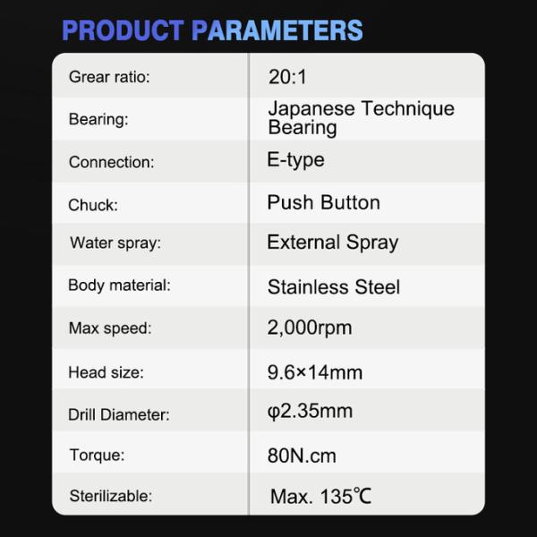 Dental 20/1 Implant Contra Angle Handpiece Implant Surgery Dental Handpiece 2000rpm