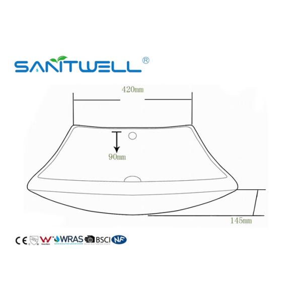 White Color Hand Wash Ceramic Art Basin With Solid Surface Size 420 * 420 * 145mm