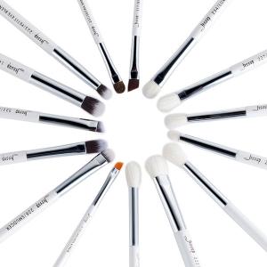 Jessup 15pcs Pearl White/Silver Aluminium Ferrule Eyeshadow Eyebrow Shader