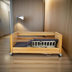 China Hospitals Clinics Accredited Home Electric Nursing Beds Solid Beech Slide Adjustable Guardrails Back Raising Leg Lifting Beds on sale