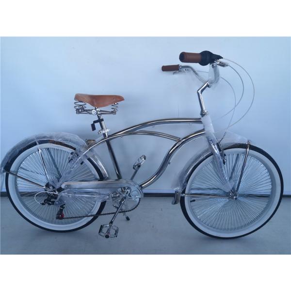 26*2.125 Tire Vintage Style Adult 26 inch Single Speed Retro Chrome Beach Cruiser Bike Bicycle