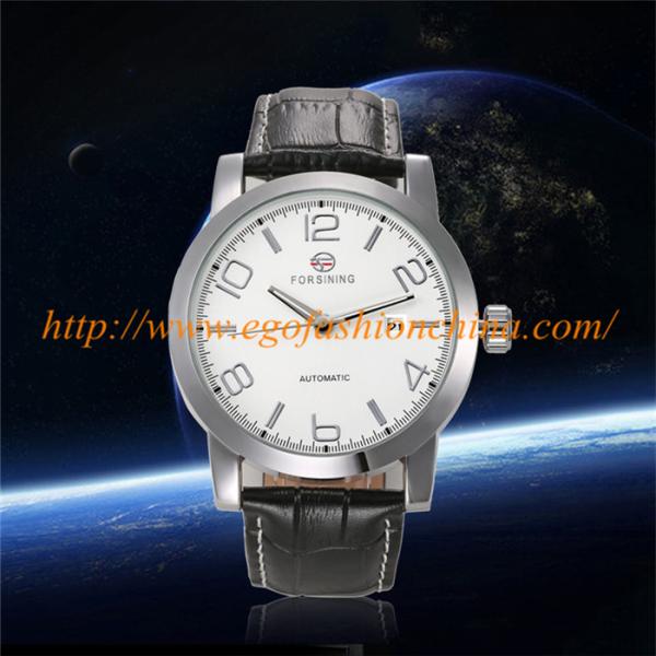 WN17 Black White Classic Watch Forsing Watches Man Genuine Leather Band Watch Mechanical