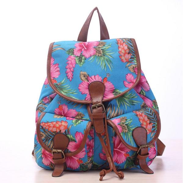 New wave canvas printing leisure backpack schoolbag travel Female