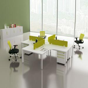White Wooden 4 People 120 Degree Office Modular Workstations