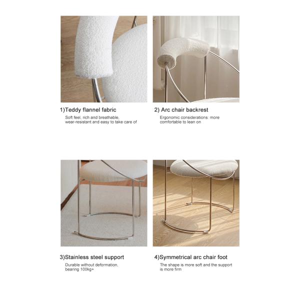 Minimalist Style Velvet Leisure Chair White Office Lounge